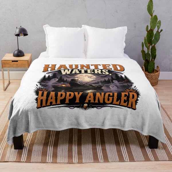 Item preview, Haunted Waters, Happy Angler – Funny Halloween Fishing Gift designed and sold by CuteDesignables.