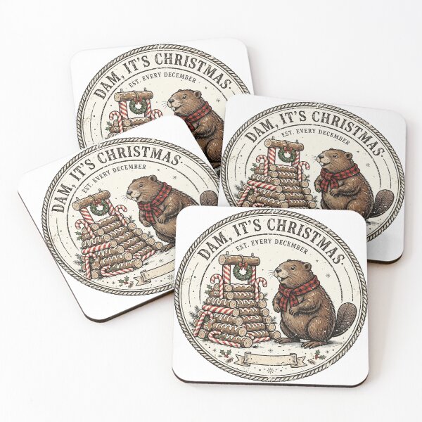 Item preview, Dam Its Christmas – Beaver Candy Cane Dam Funny Christmas Badge Vintage designed and sold by CozyCornerDesigns.