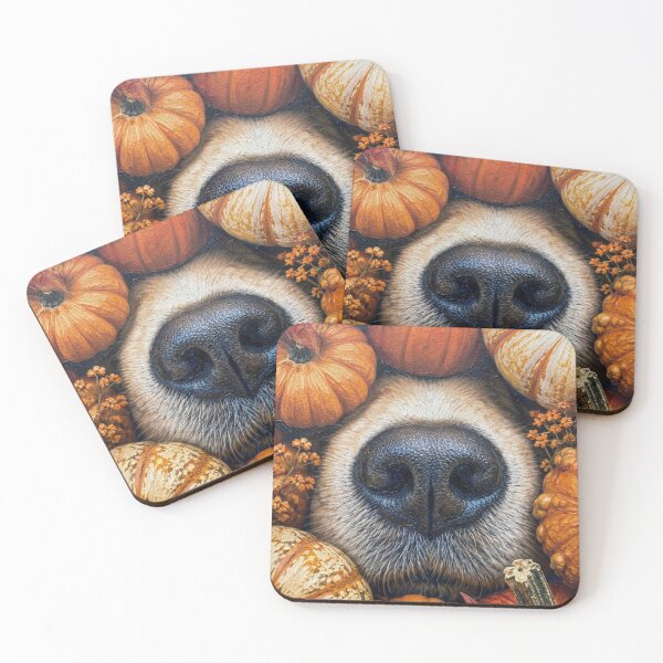 Item preview, Dog Sniffing Autumn Pumpkins – Cozy Fall Dog Art designed and sold by UUniqueIImprint.