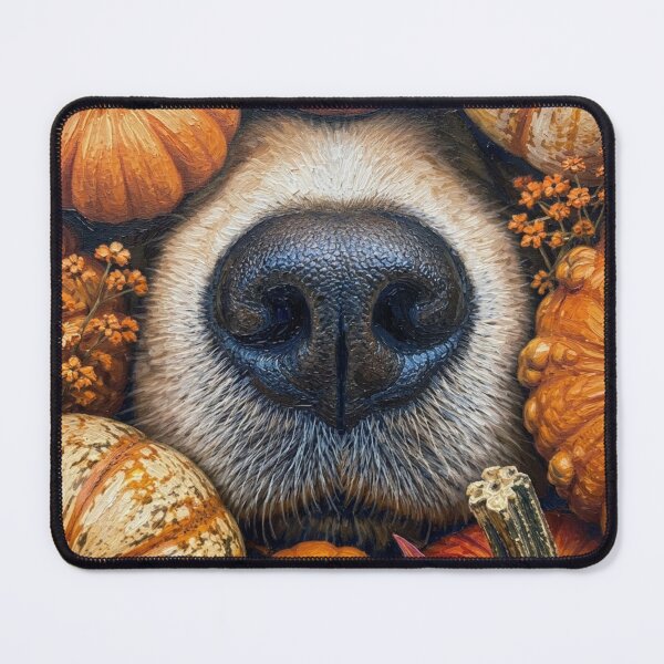 Item preview, Dog Sniffing Autumn Pumpkins – Cozy Fall Dog Art designed and sold by UUniqueIImprint.