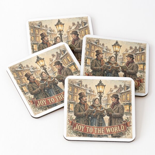 Item preview, Joy To The World – Vintage Victorian Carolers Lamplight Christmas Poster designed and sold by CozyCornerDesigns.