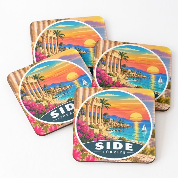 Item preview, Side Türkiye Ancient Ruins Mediterranean Sunset Vintage Travel Art designed and sold by GusiaTreasures.