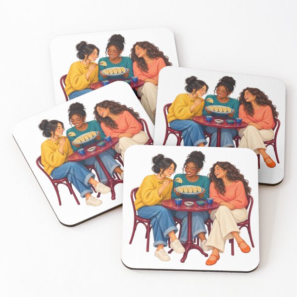 Item preview, Friends Sharing a Plate of Dumplings designed and sold by Drip stamp.
