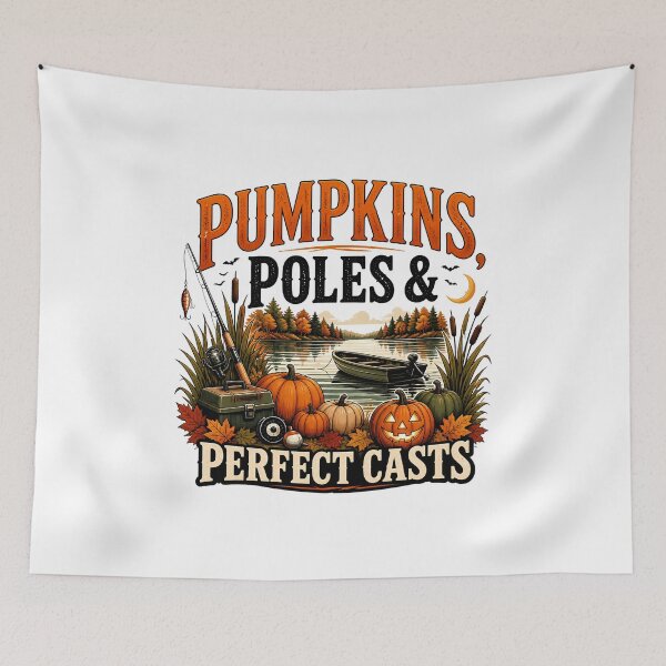 Item preview, Pumpkins, Poles and Perfect Casts – Funny Halloween Fishing Gift designed and sold by CuteDesignables.