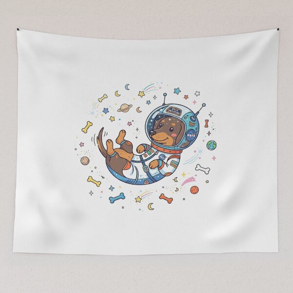 Item preview, Cute Astronaut Dachshund Floating in Space Art designed and sold by Rahat3344.