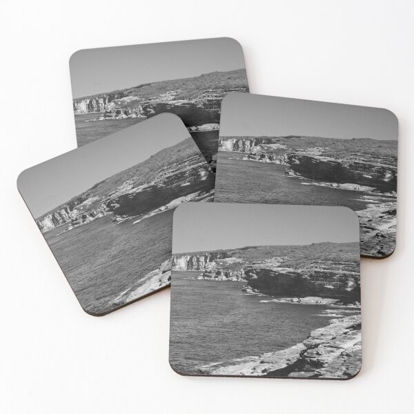 Item preview, Black and White Rocky Coastline and Ocean Cliffs designed and sold by Jacksphotos.