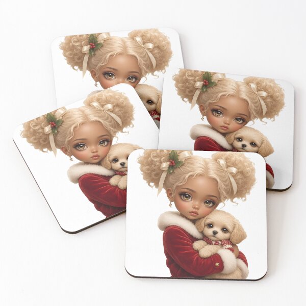 Item preview, Christmas Dog Girl Doll with Fluffy Puppy designed and sold by AliceMonberCom.
