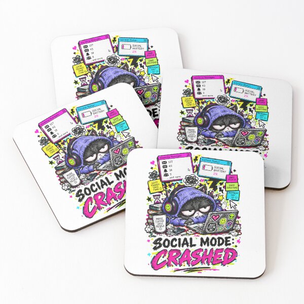 Item preview, Social Mode Crashed Introvert Cat Meme designed and sold by Mekkey .