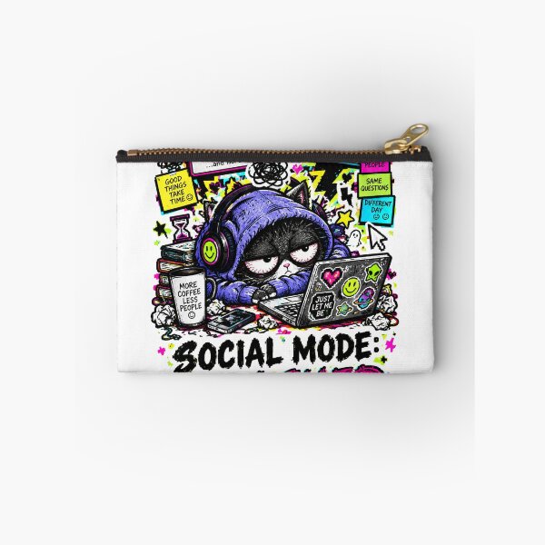 Item preview, Social Mode Crashed Introvert Cat Meme designed and sold by Mekkey .