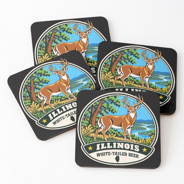 Item preview, Illinois White-Tailed Deer – Retro Woodland Wildlife Badge designed and sold by American Fieldmark Studio.