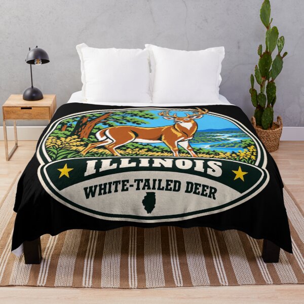 Item preview, Illinois White-Tailed Deer – Retro Woodland Wildlife Badge designed and sold by American Fieldmark Studio.