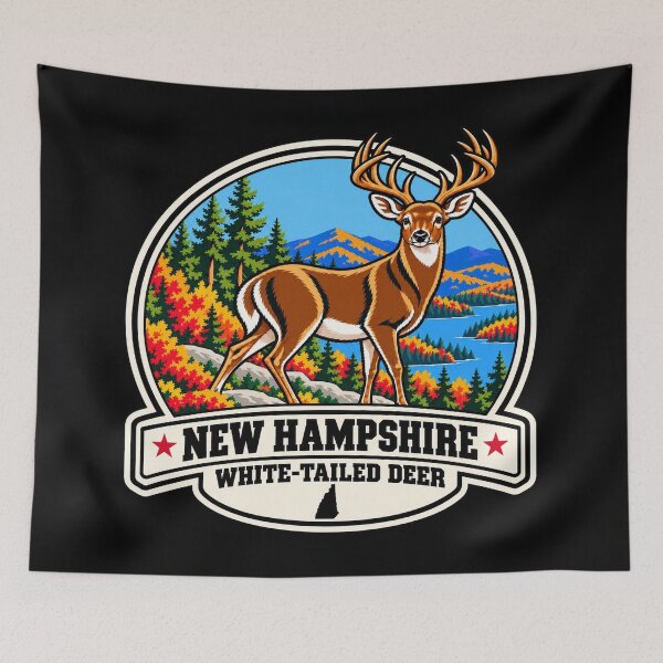 Item preview, New Hampshire White-Tailed Deer – Retro Autumn Wildlife designed and sold by American Fieldmark Studio.