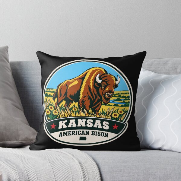 Item preview, Kansas American Bison – Retro Prairie Wildlife Badge designed and sold by American Fieldmark Studio.