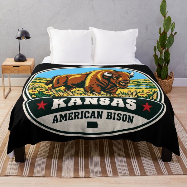 Item preview, Kansas American Bison – Retro Prairie Wildlife Badge designed and sold by American Fieldmark Studio.