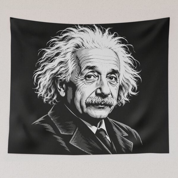 Item preview, Albert Einstein Portrait Black And White Illustration designed and sold by Owcomm.