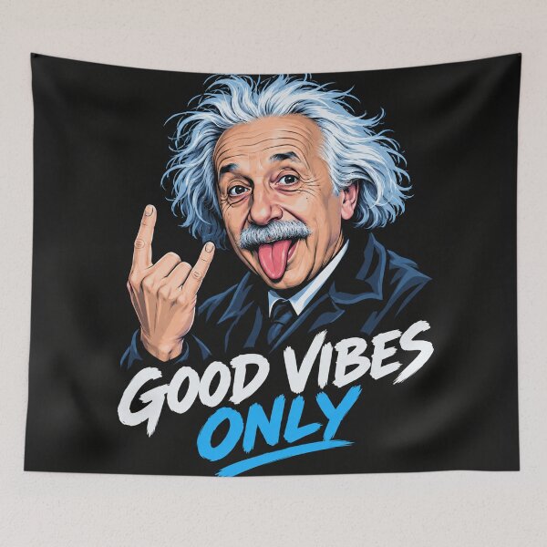 Item preview, Albert Einstein Good Vibes Only Rock Hand designed and sold by Owcomm.