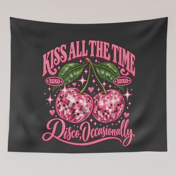 Item preview, Pink Disco Cherries Retro Mirror Ball Fruit Y2K Sparkle Hearts designed and sold by AmiGraph.