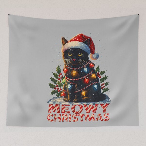 Item preview, Black Cat Christmas Tree Lights Shirt, Cat Meowy Christmas designed and sold by mjohnson9.