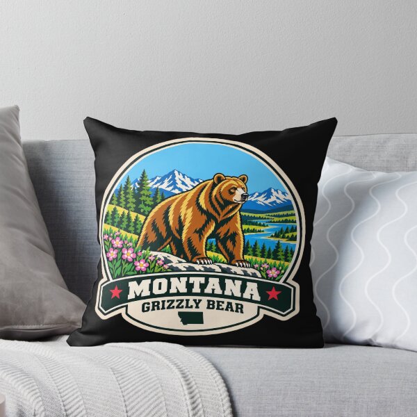 Item preview, Montana Grizzly Bear – Retro Rocky Mountain Wildlife Badge designed and sold by American Fieldmark Studio.