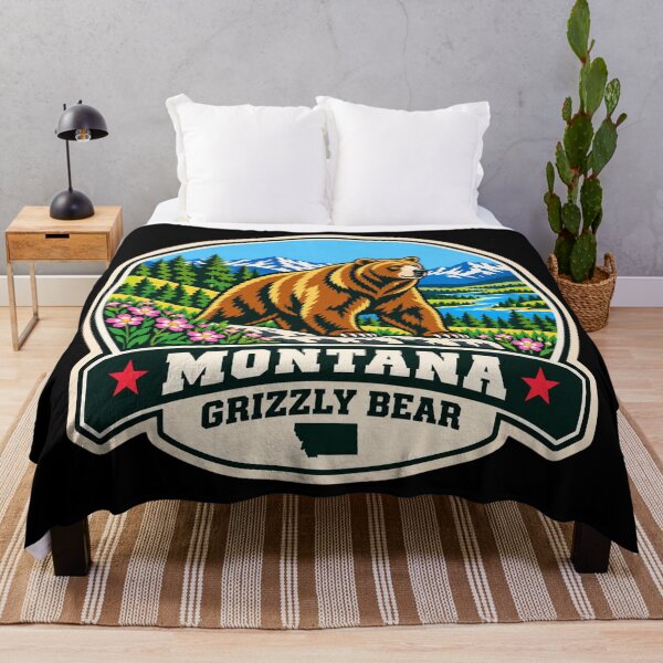 Item preview, Montana Grizzly Bear – Retro Rocky Mountain Wildlife Badge designed and sold by American Fieldmark Studio.
