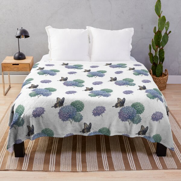 Item preview, Japanese Hydrangea and Butterfly Rain Pattern designed and sold by ArtfulAlchemy1.