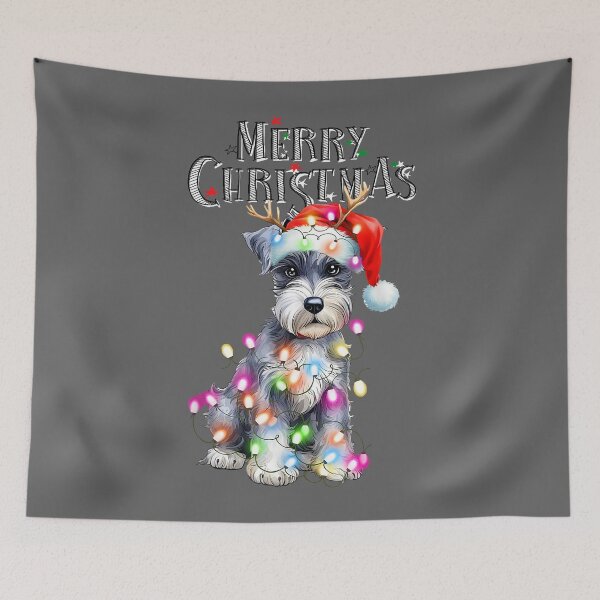 Item preview, Schnauzer Christmas Lights Santa Hat designed and sold by KristineLi.