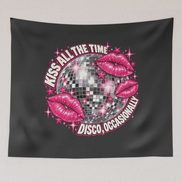 Item preview, Disco Ball Kissing Lips Retro Silver Mirror Hot Pink Party Art designed and sold by AmiGraph.