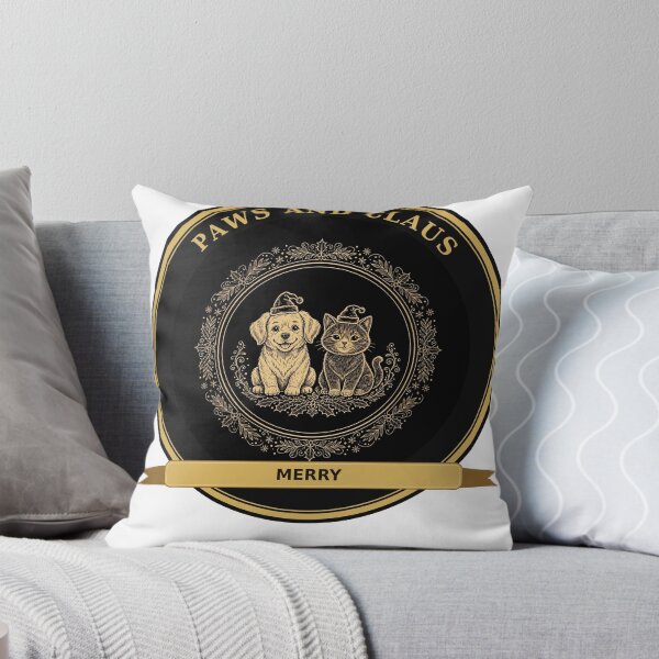 Item preview, Paws and Claus – Dog and Cat Santa Christmas Gold Badge designed and sold by DRAWARTIST22.