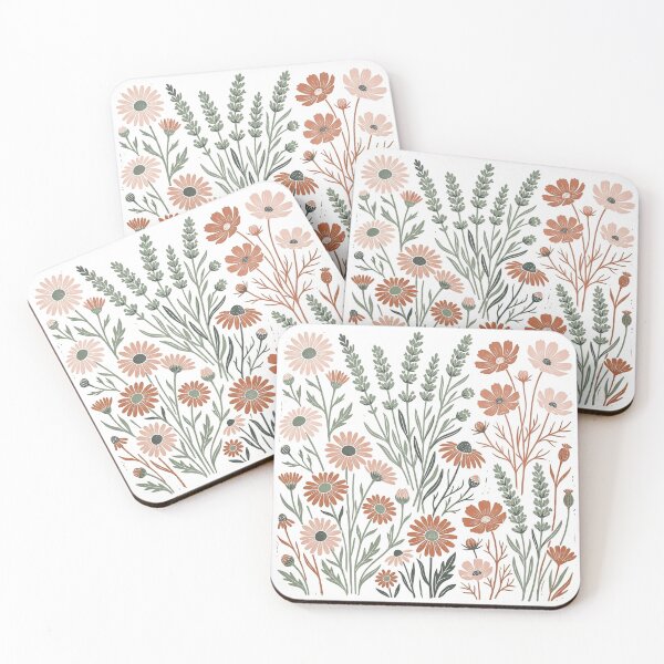 Item preview, Earthy Botanical Garden Wildflower Block Print Pattern designed and sold by Owcomm.