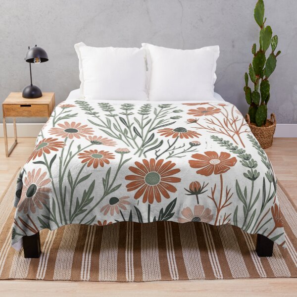 Item preview, Earthy Botanical Garden Wildflower Block Print Pattern designed and sold by Owcomm.