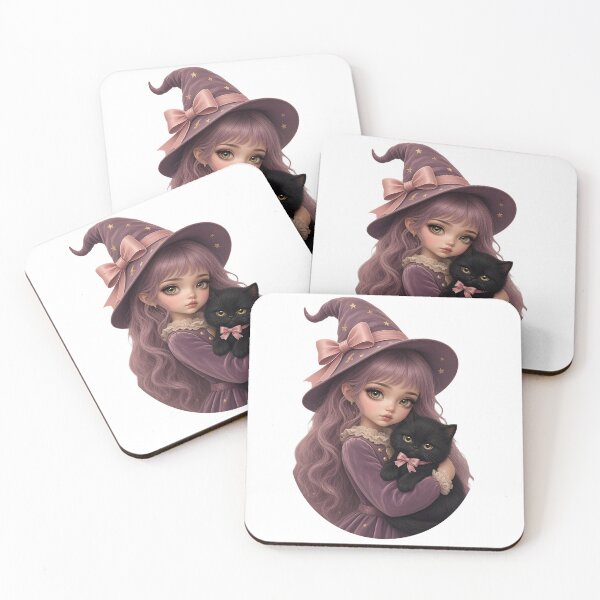 Item preview, Little Witch Girl with her Black Cat designed and sold by AliceMonberCom.