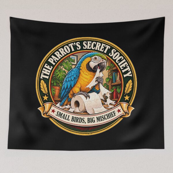 Item preview, The Parrot's Secret Society – Funny Parrot Emblem designed and sold by QuietSpark.