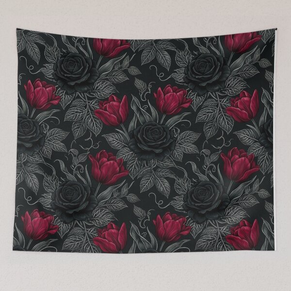 Item preview, Dark Gothic Red Tulips Black Roses Pattern designed and sold by Owcomm.