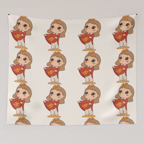 Item preview, Nyota Cute Kawaii Girl Gathering Fall Autumn Leaves designed and sold by thepinkcoven.