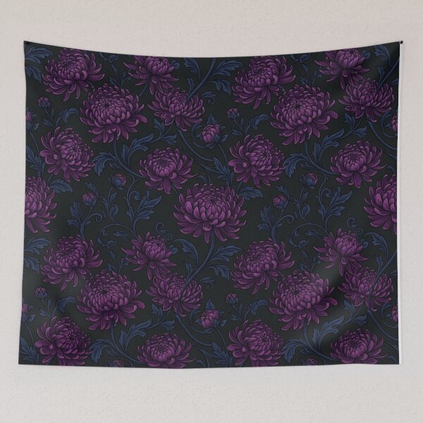 Item preview, Dark Purple Chrysanthemum Floral Seamless Pattern designed and sold by Owcomm.