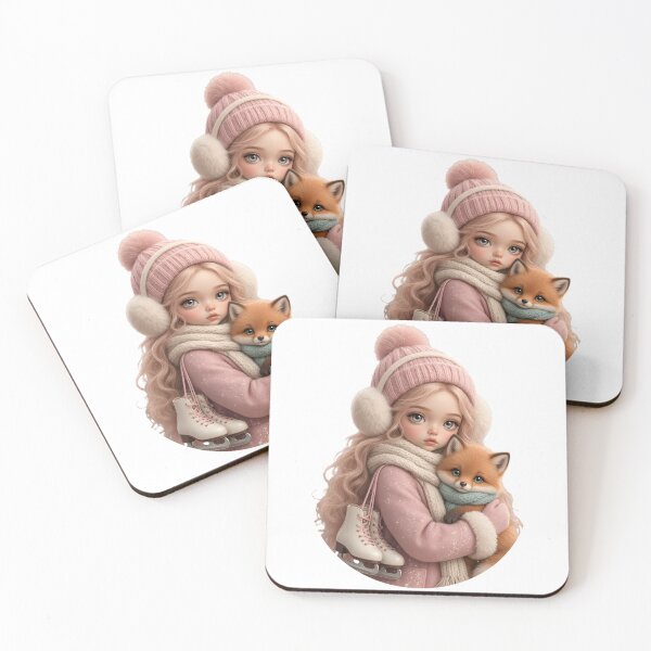 Item preview, Winter Skating Girl with her Little Fox designed and sold by AliceMonberCom.