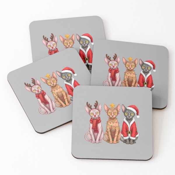 Item preview, Retro Christmas Sphynx Cat Santa Reindeer_2 designed and sold by ArleneRowe.