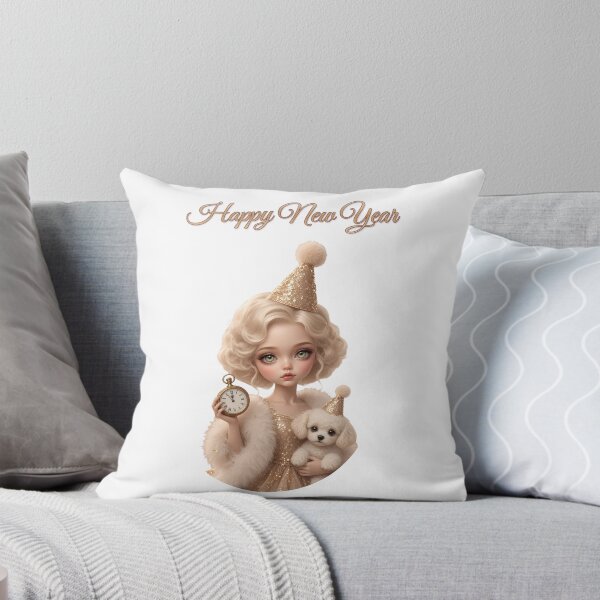 Item preview, Happy New Year Party Girl Doll with Poodle designed and sold by AliceMonberCom.