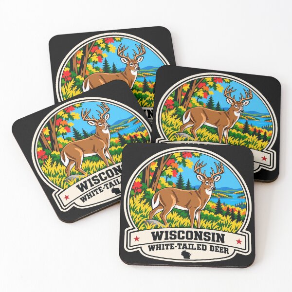 Item preview, Wisconsin White-Tailed Deer – Retro Autumn Wildlife Badge designed and sold by American Fieldmark Studio.