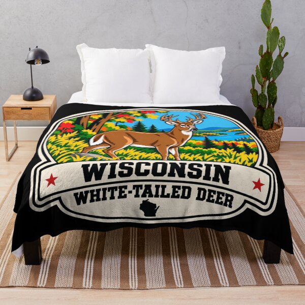 Item preview, Wisconsin White-Tailed Deer – Retro Autumn Wildlife Badge designed and sold by American Fieldmark Studio.
