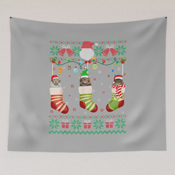 Item preview, Retro Funny Merry Catmas Maine Coon Cat Ugly Christmas Cat designed and sold by ArleneRowe.