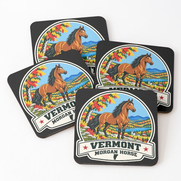 Item preview, Vermont Morgan Horse – Retro New England Autumn Badge designed and sold by American Fieldmark Studio.