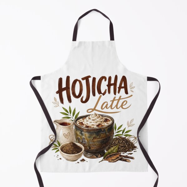 Item preview, Hojicha Latte Japanese Tea Illustration with Whipped Cream and Rustic Ceramic Cup designed and sold by UUniqueIImprint.