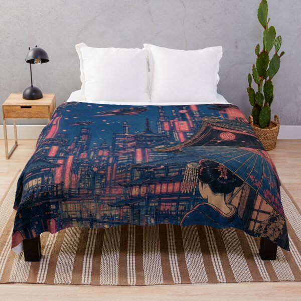 Item preview, Cyberpunk Tokyo Night Geisha Sakura Moon Sci-Fi Japanese Ukiyo-e designed and sold by vekotpu.
