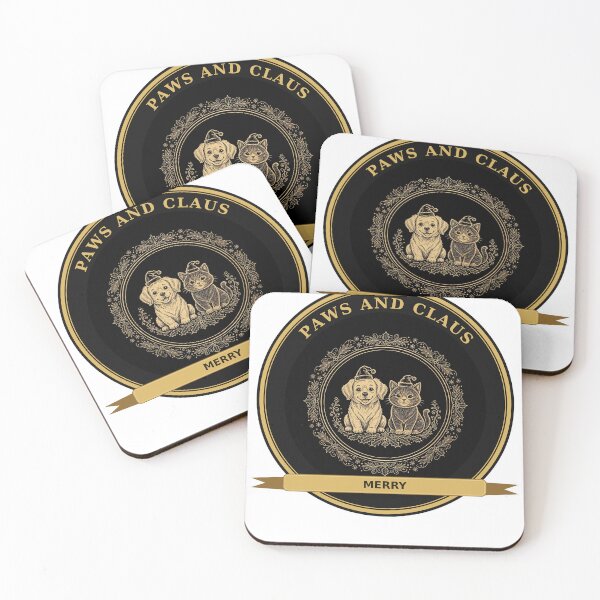 Item preview, Paws and Claus – Dog and Cat Santa Christmas Gold Badge designed and sold by DRAWARTIST22.