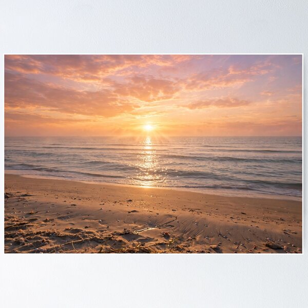 Item preview, Beautiful Sunrise Over a Beach — Golden Morning Ocean designed and sold by Stevercortinas.