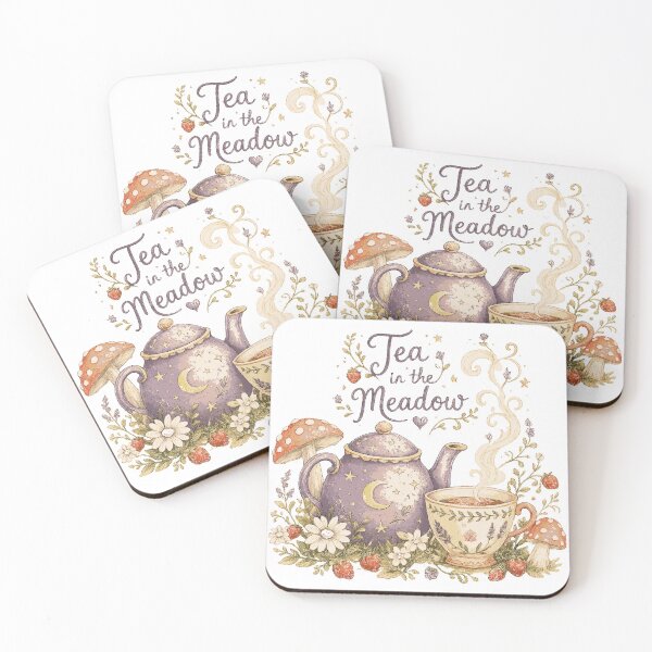 Item preview, Cozy Cottagecore Teapot Strawberry Floral Tea Lover Tea in the Meadow Art designed and sold by inkoutninja.