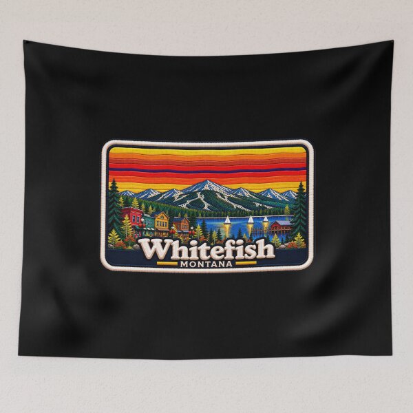 Item preview, Whitefish Montana Scenic Stitch Embroidered Travel Patch designed and sold by Swanny's Custom T-shirt and Gift Designs.