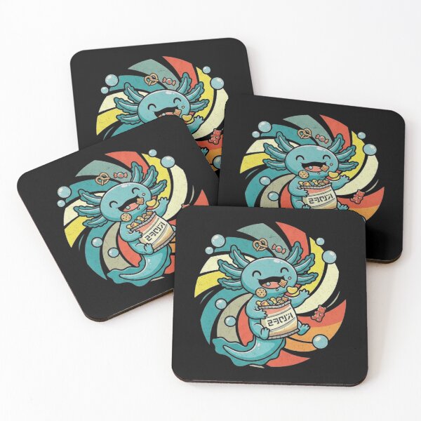 Item preview, Cute Axolotl Eating Snacks Retro Cartoon Character designed and sold by MiALopezArt.
