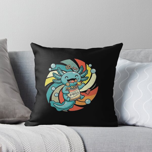 Item preview, Cute Axolotl Eating Snacks Retro Cartoon Character designed and sold by MiALopezArt.